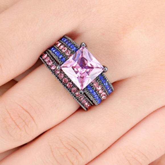 Aprilspace Jewelry - Pink Topaz Women Wedding Ring Set  8